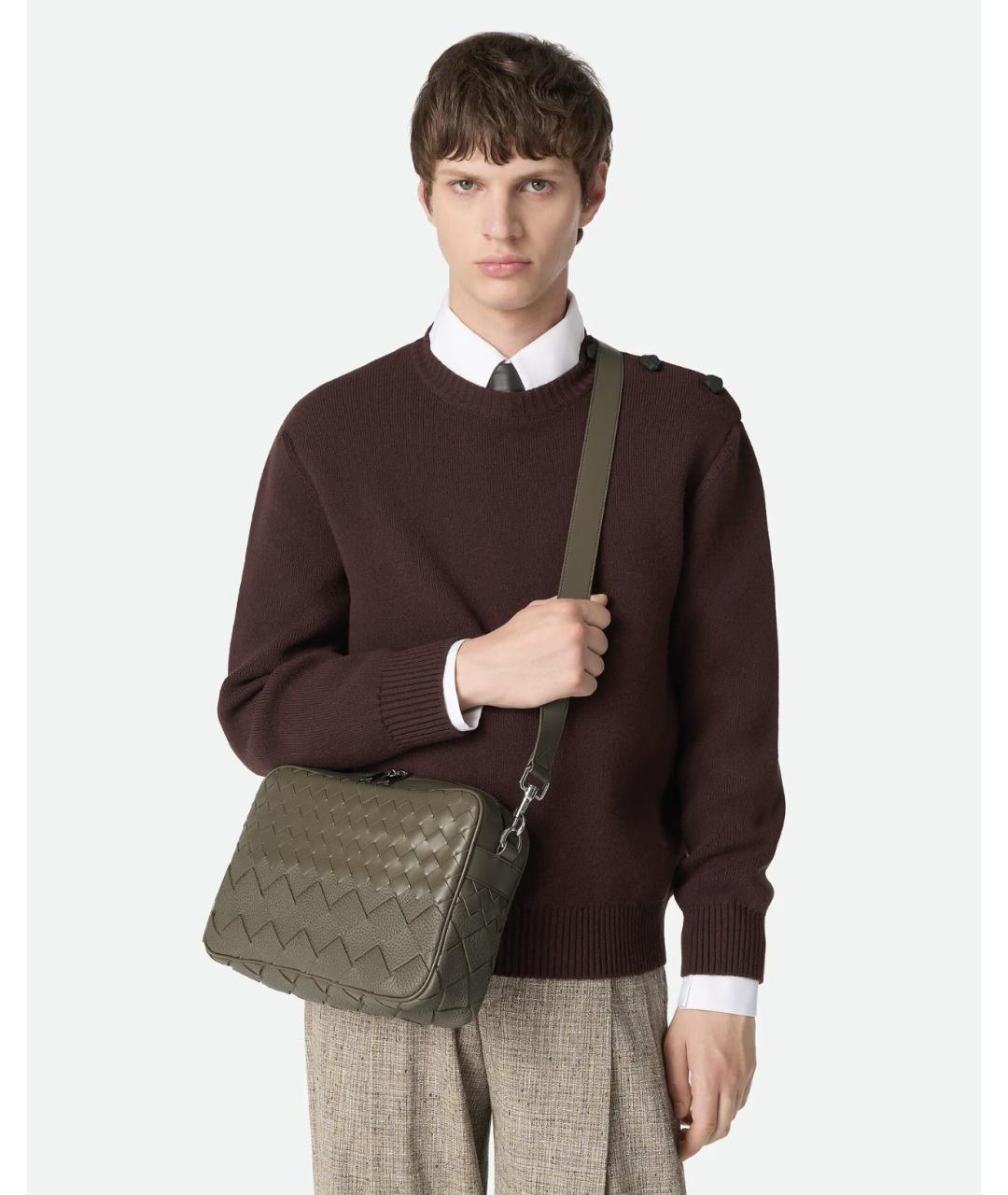 BOTTEGA VENETA Зеленая кожаная сумка на плечо, фото 2