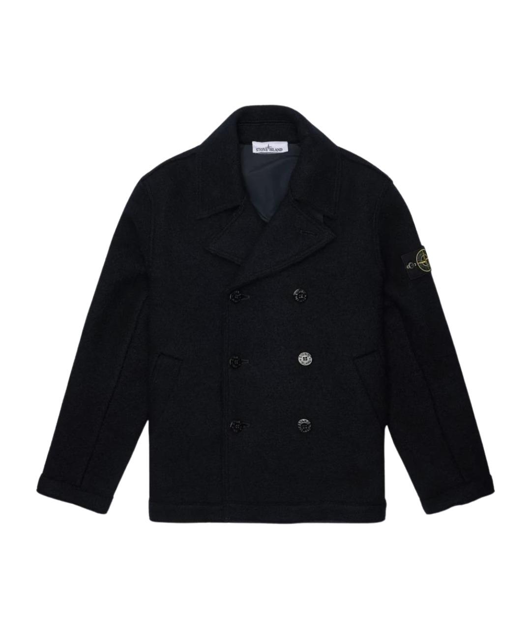 STONE ISLAND Темно-синее шерстяное пальто, фото 1