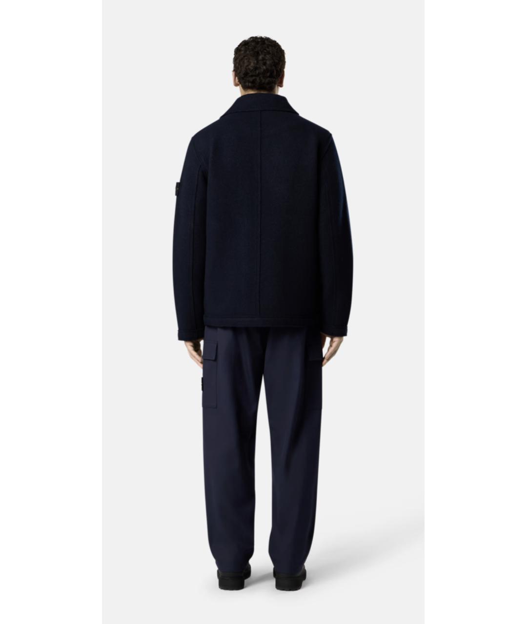 STONE ISLAND Темно-синее шерстяное пальто, фото 5