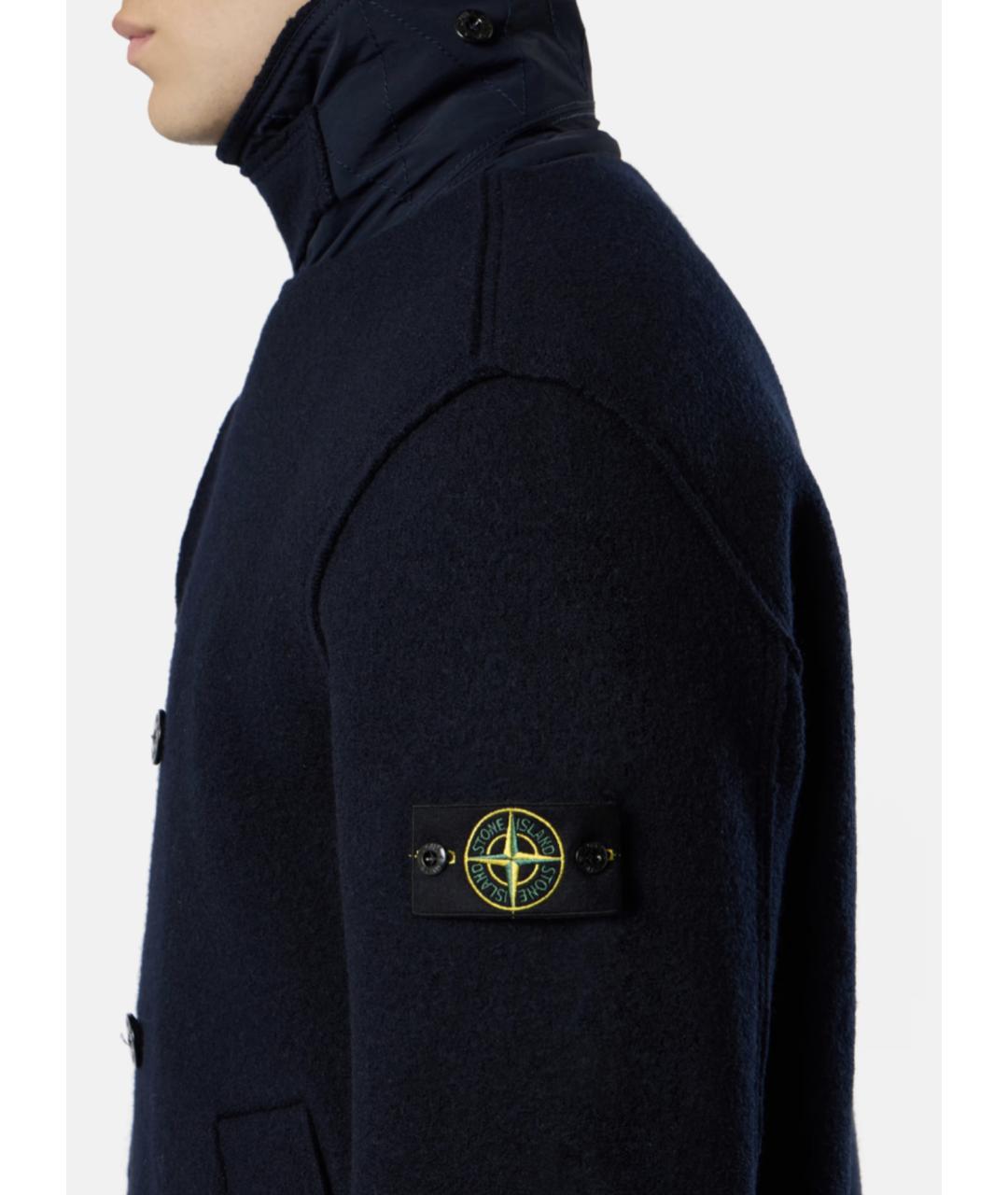 STONE ISLAND Темно-синее шерстяное пальто, фото 3