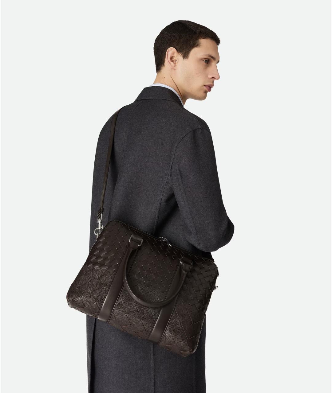 BOTTEGA VENETA Коричневый кожаный портфель, фото 5