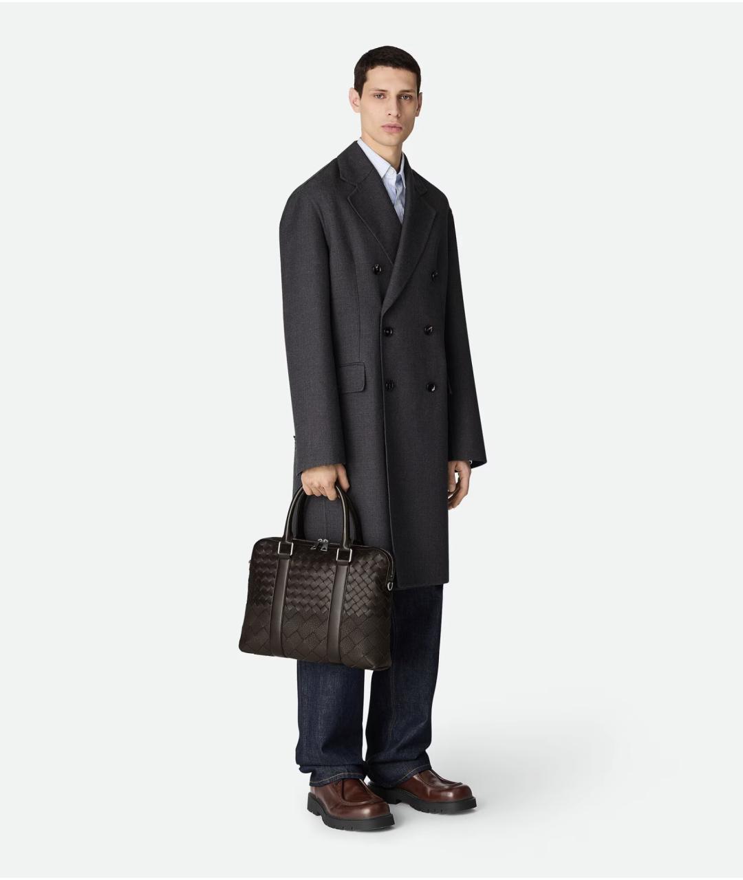 BOTTEGA VENETA Коричневый кожаный портфель, фото 2