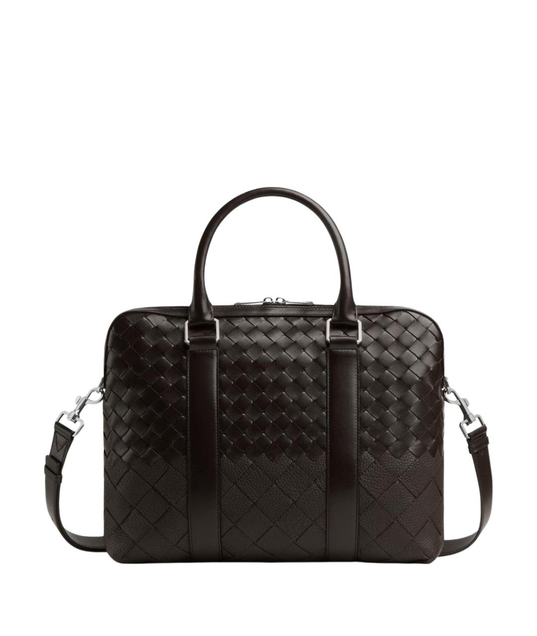 BOTTEGA VENETA Коричневый кожаный портфель, фото 1