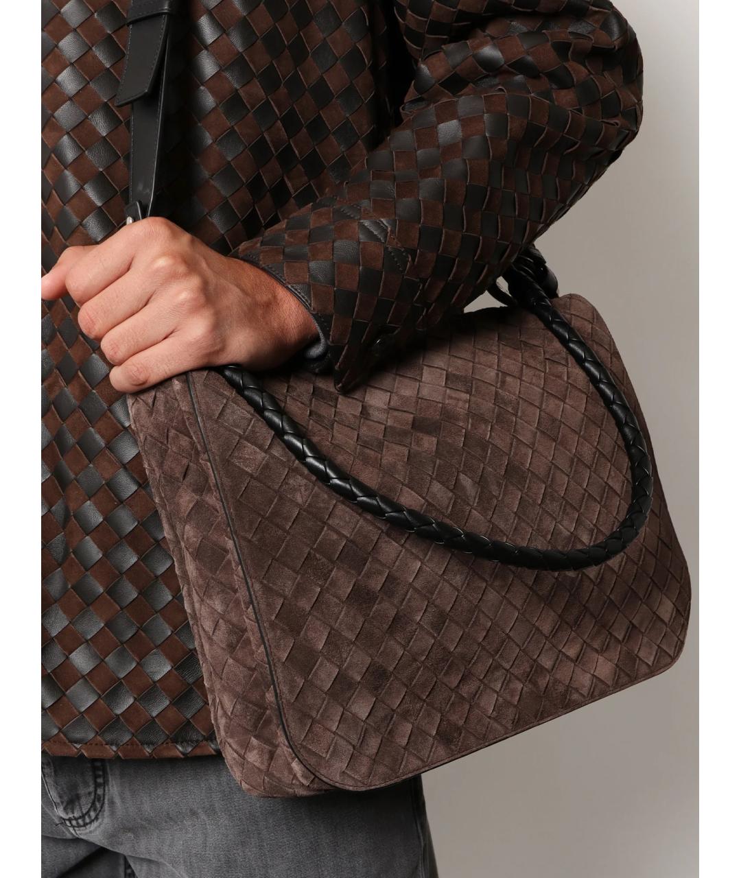 BOTTEGA VENETA Коричневая замшевая сумка на плечо, фото 3