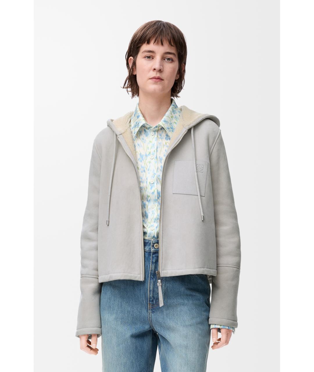 LOEWE Серая кожаная дубленка, фото 3