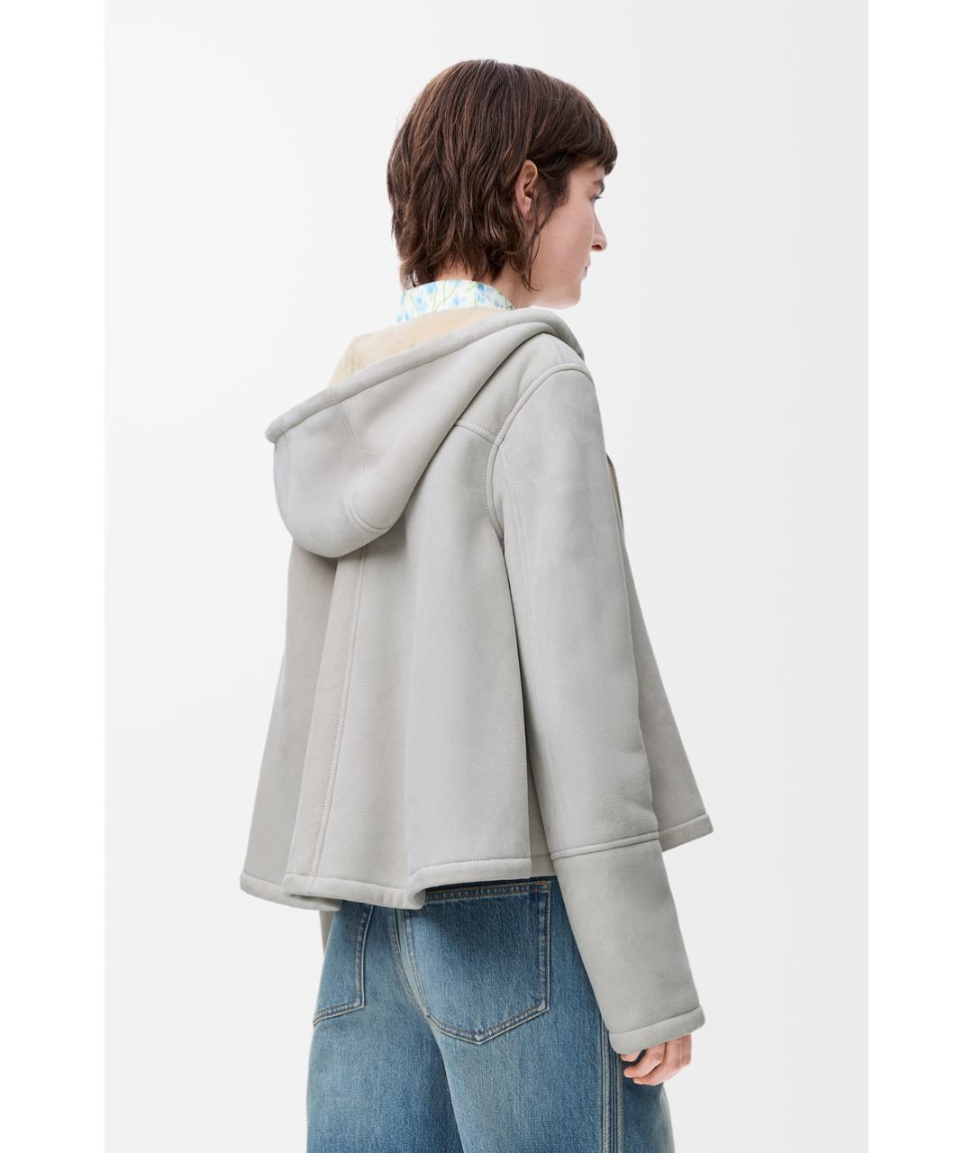 LOEWE Серая кожаная дубленка, фото 4
