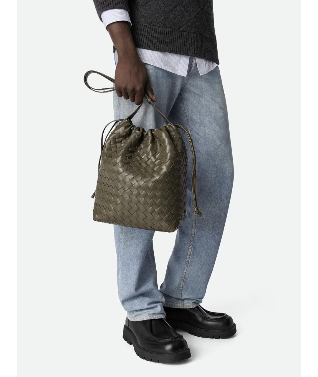 BOTTEGA VENETA Зеленая кожаная сумка на плечо, фото 5