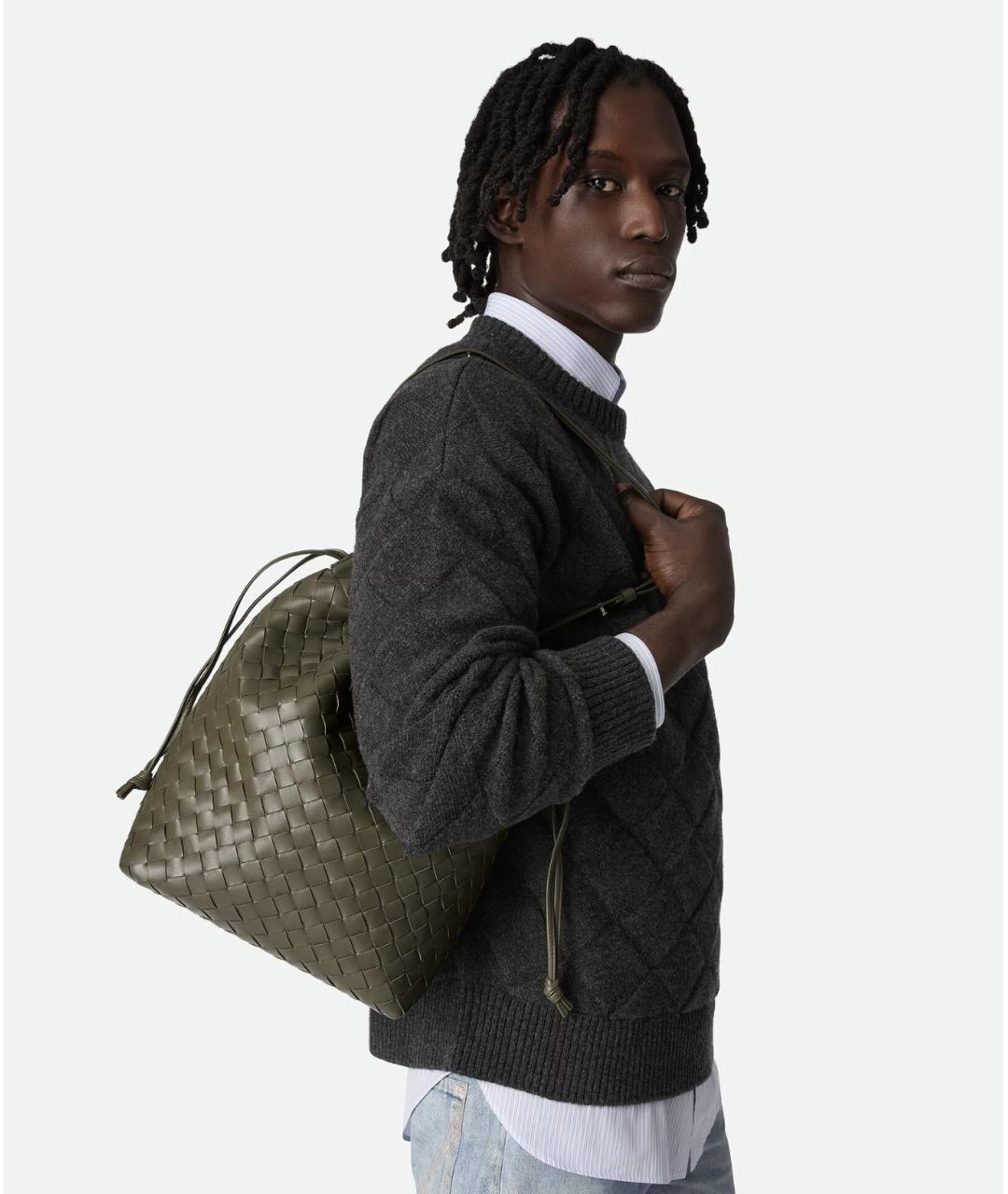 BOTTEGA VENETA Зеленая кожаная сумка на плечо, фото 2