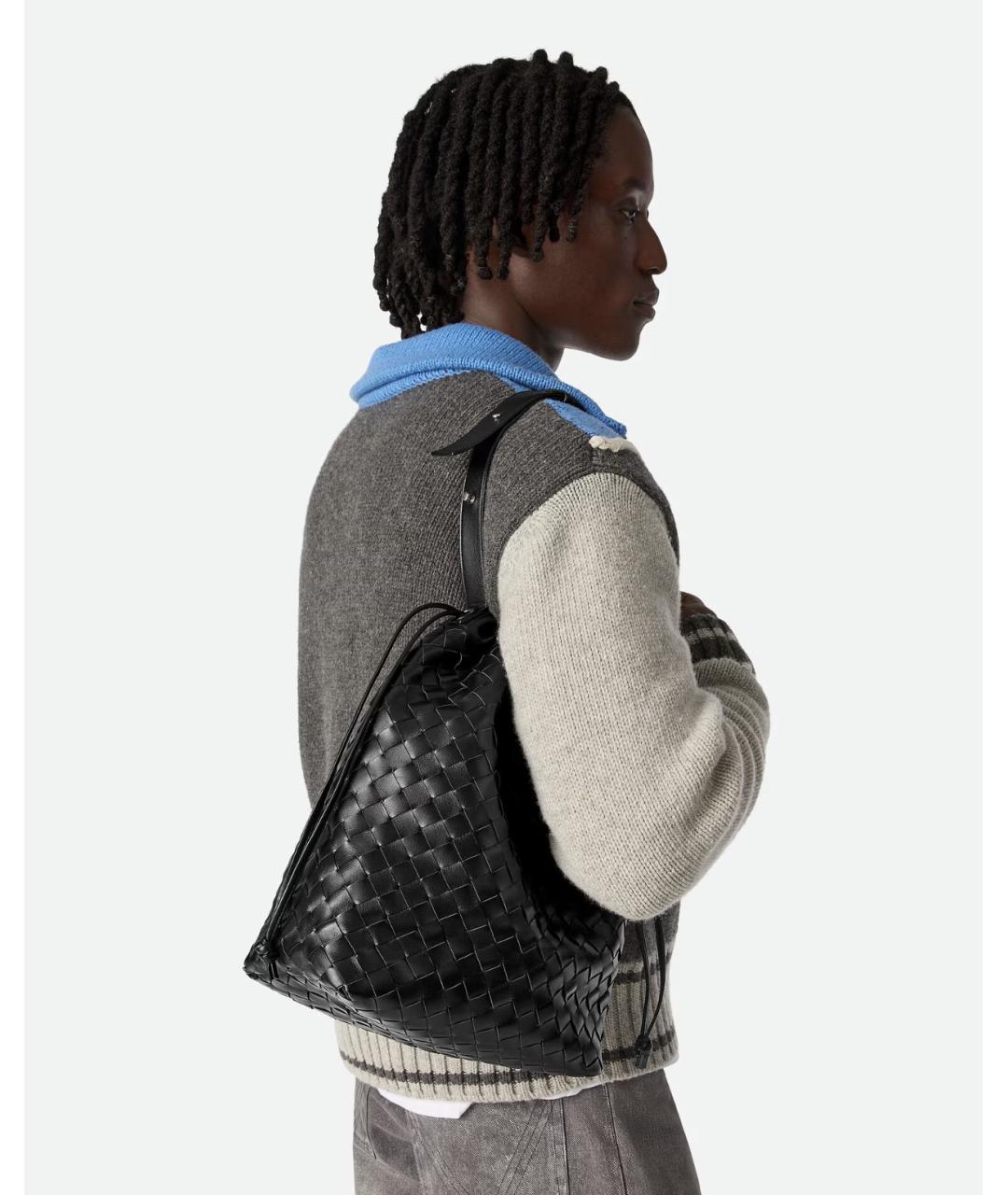 BOTTEGA VENETA Черная кожаная сумка на плечо, фото 2