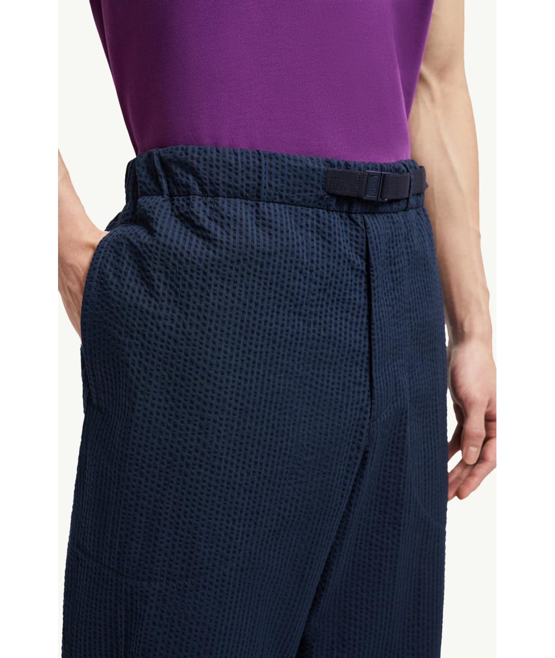 MONCLER Синие хлопковые повседневные брюки, фото 2