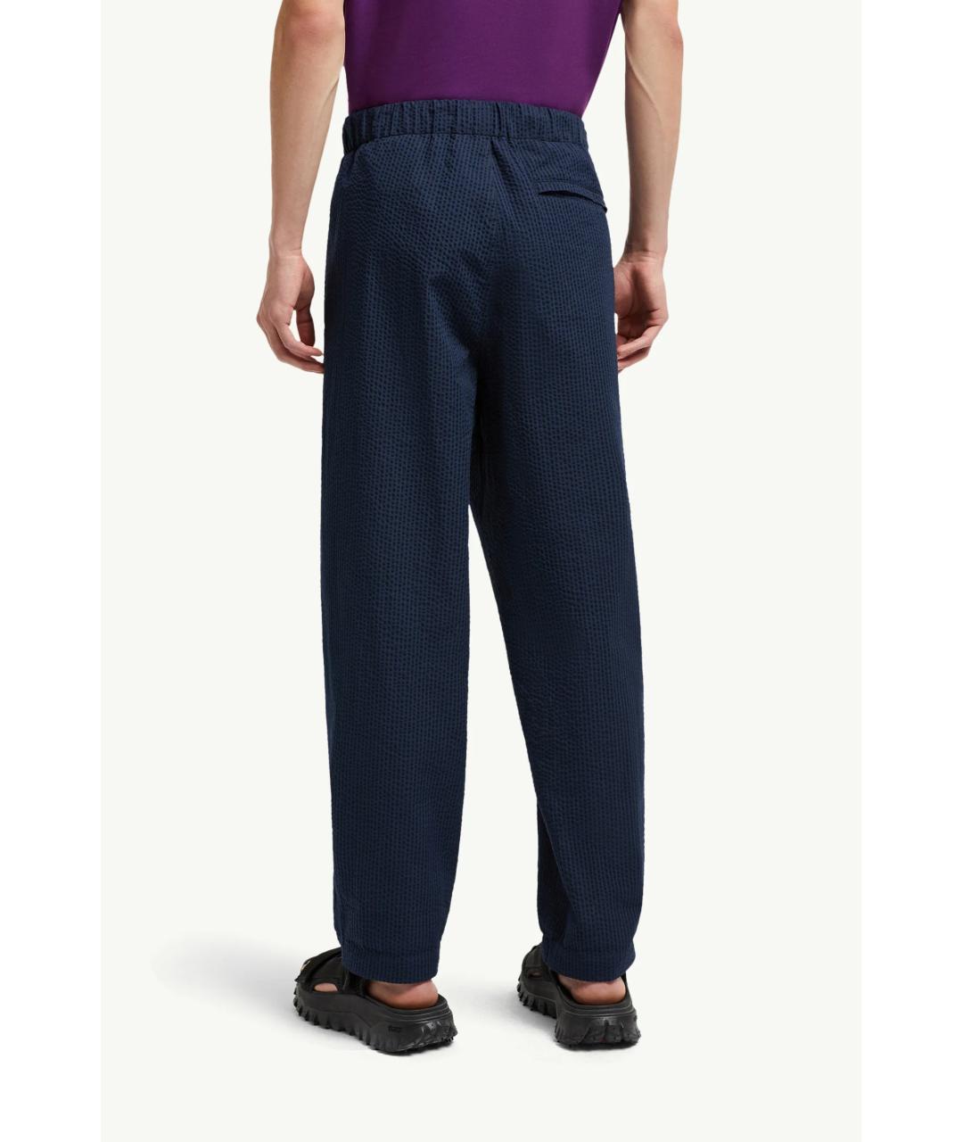 MONCLER Синие хлопковые повседневные брюки, фото 4