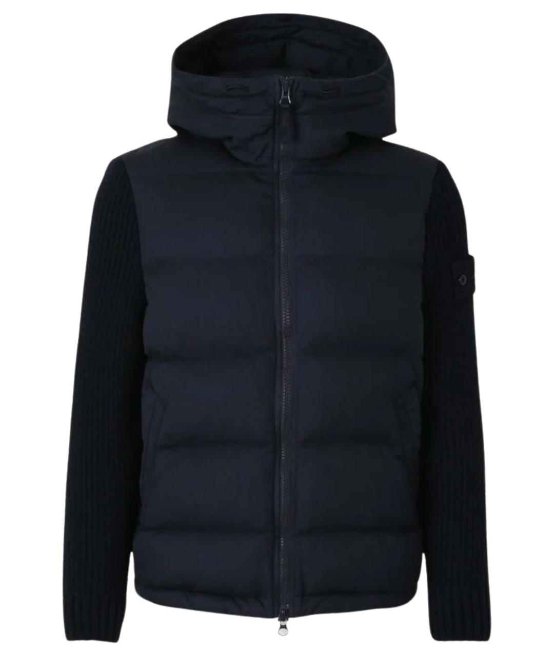 STONE ISLAND Темно-синий полиамидовый пуховик, фото 1