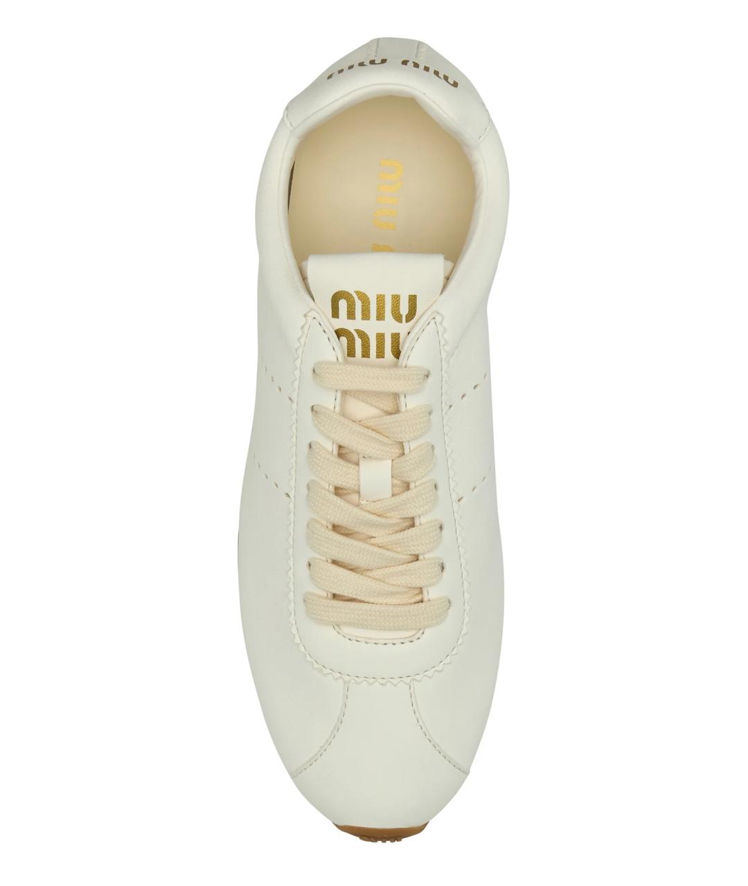 MIU MIU Бежевые кожаные кроссовки, фото 4