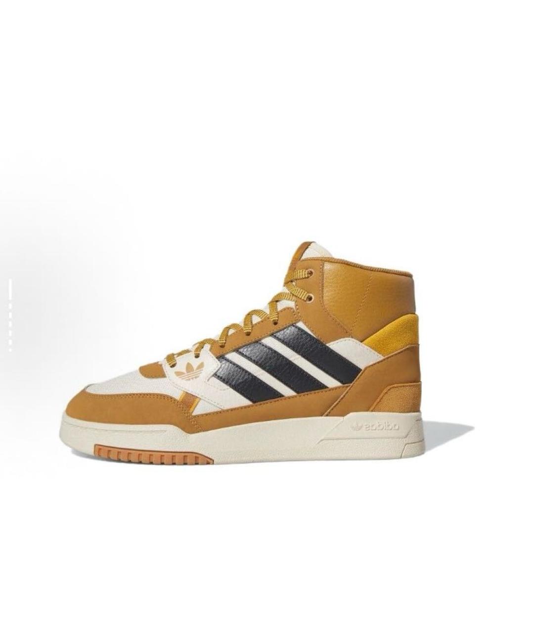 ADIDAS Бежевые кожаные высокие кроссовки / кеды, фото 2