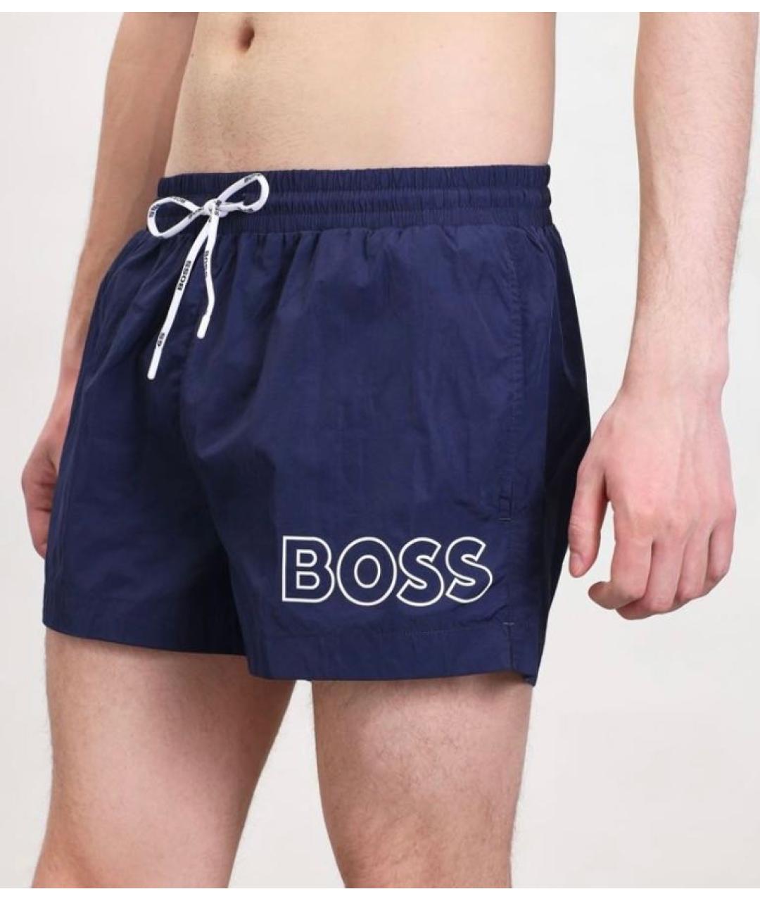 HUGO BOSS Темно-синие полиамидовые плавки, фото 4