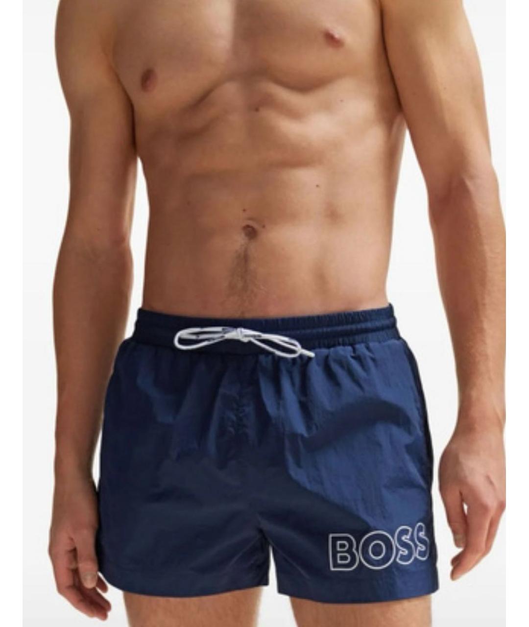 HUGO BOSS Темно-синие полиамидовые плавки, фото 2