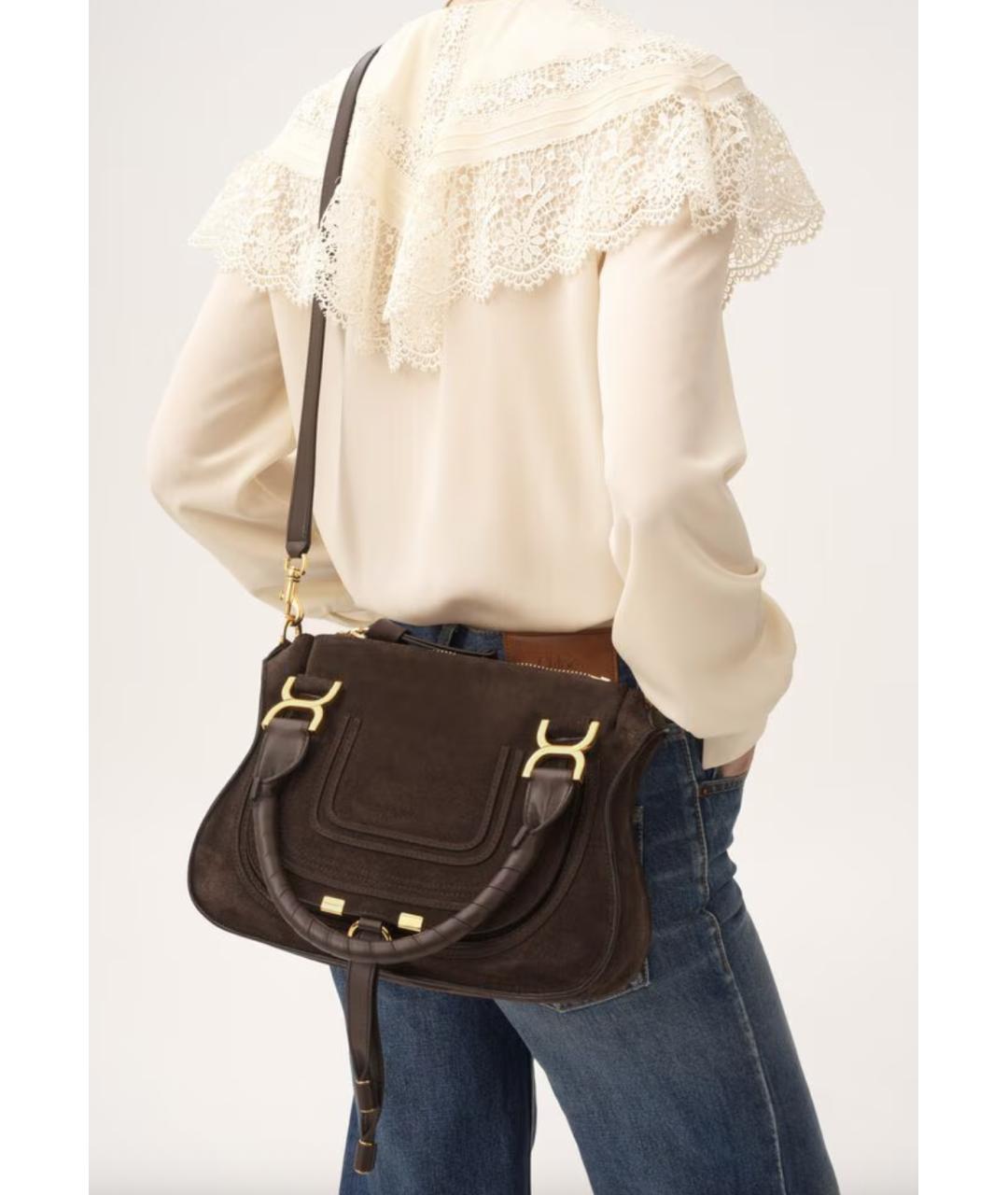 CHLOE Коричневая замшевая сумка тоут, фото 3