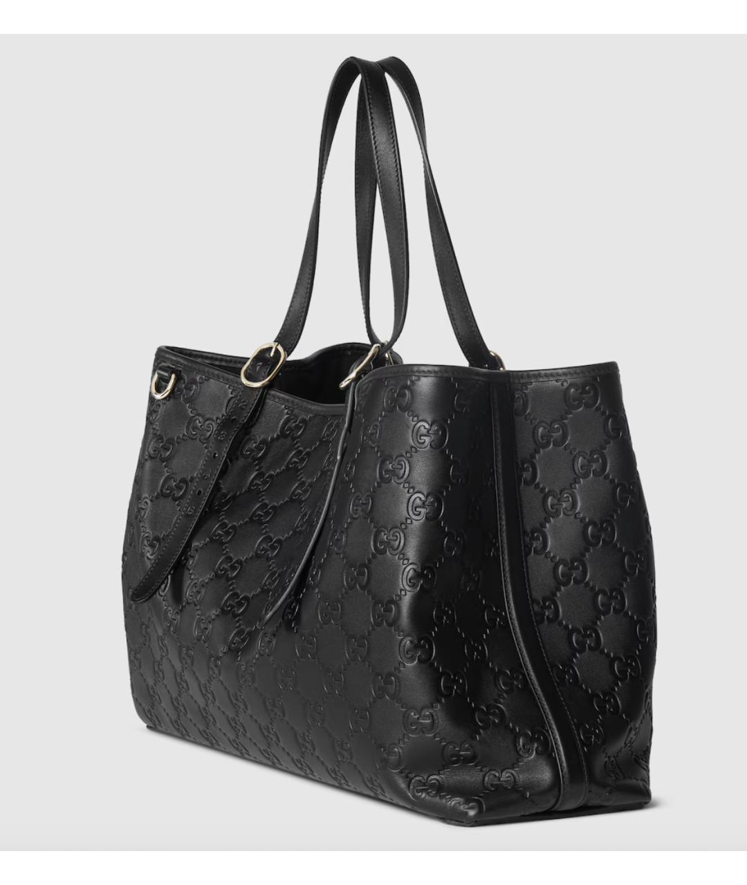 GUCCI Черная кожаная сумка тоут, фото 3