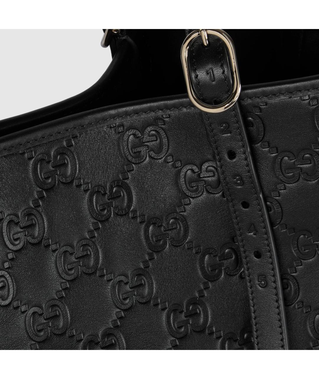 GUCCI Черная кожаная сумка тоут, фото 4