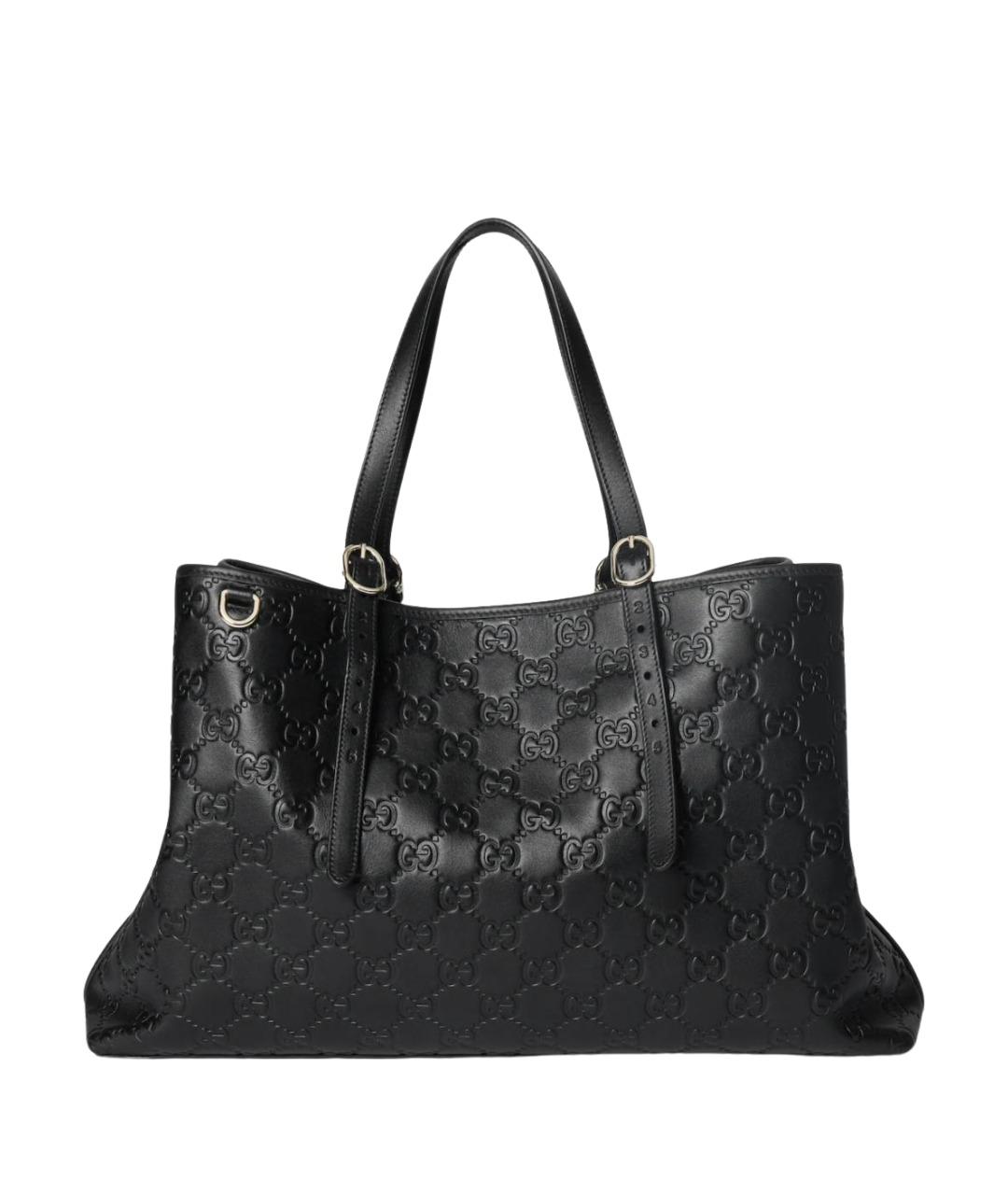 GUCCI Черная кожаная сумка тоут, фото 1