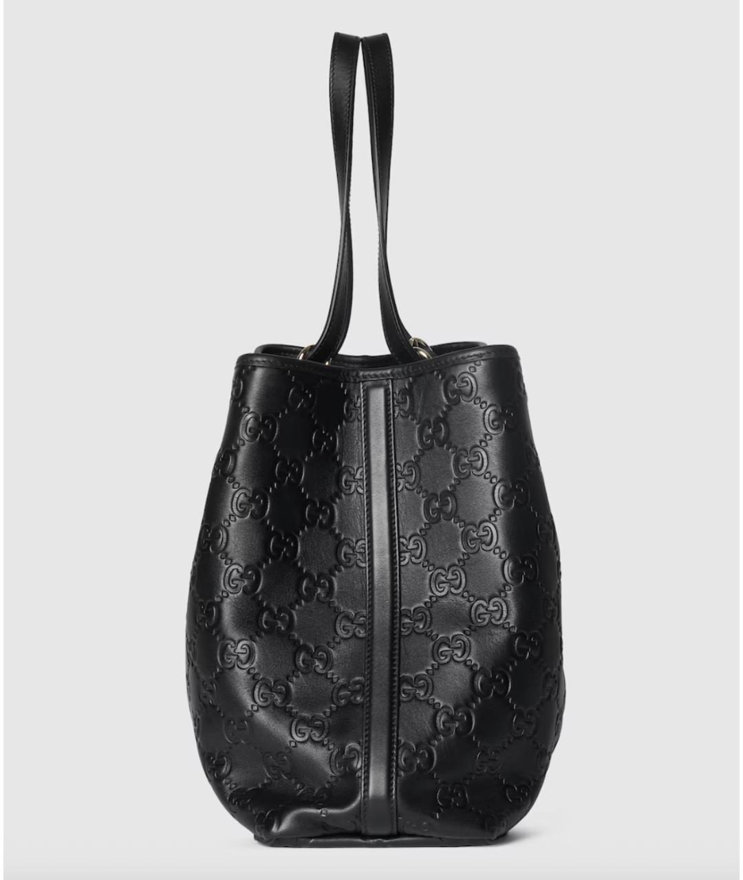 GUCCI Черная кожаная сумка тоут, фото 5