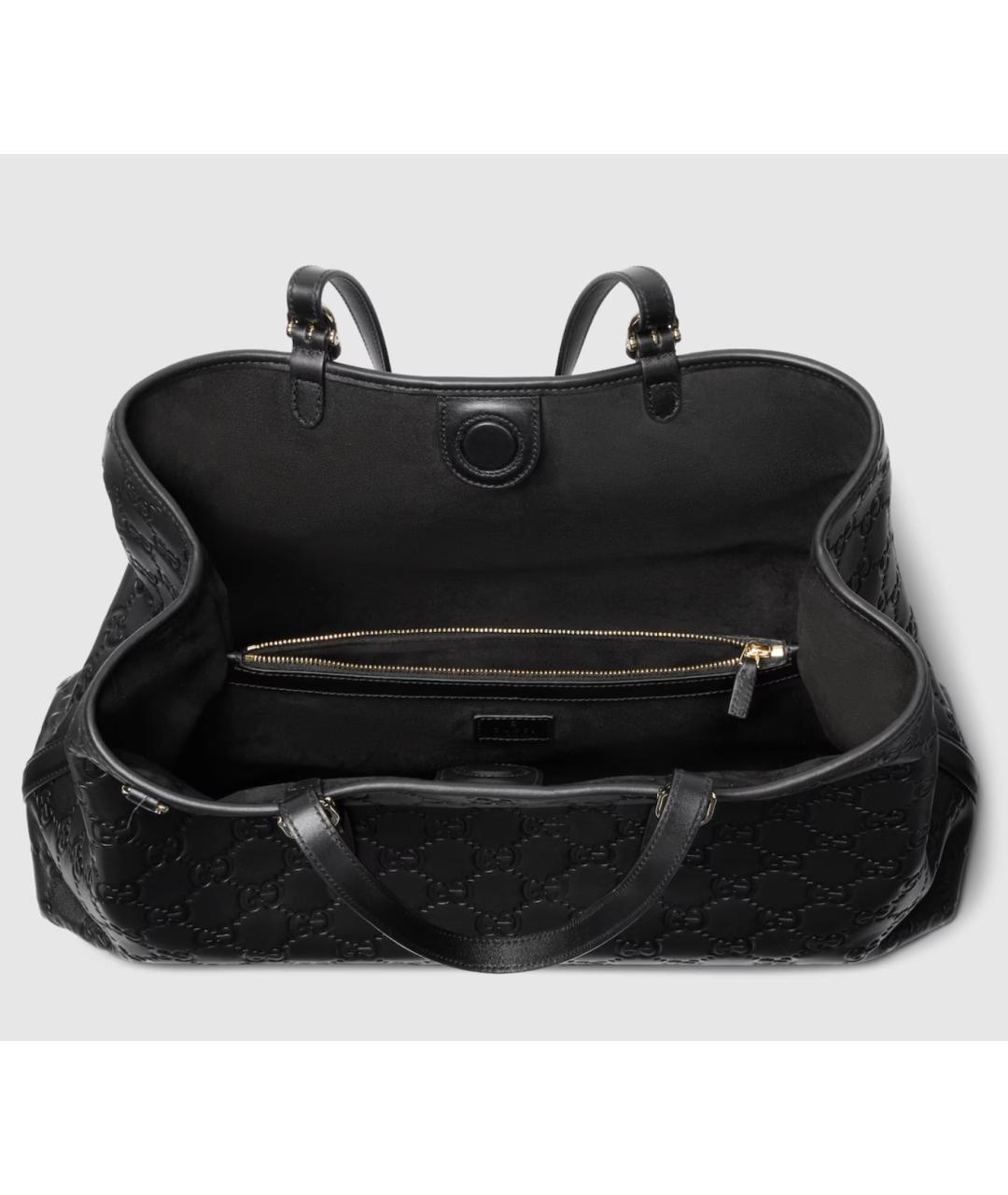 GUCCI Черная кожаная сумка тоут, фото 6