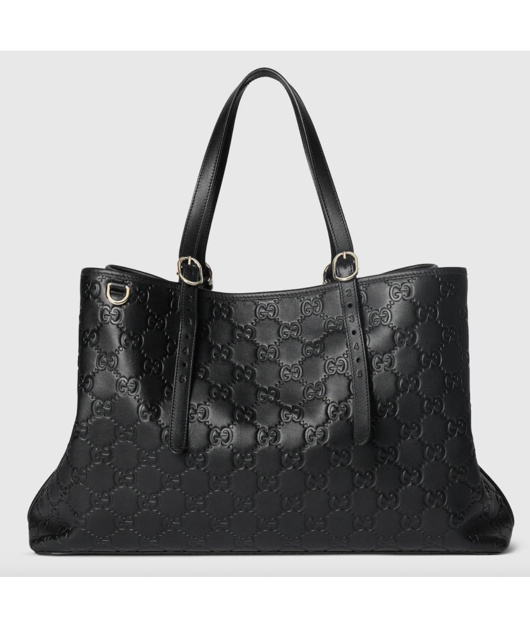 GUCCI Черная кожаная сумка тоут, фото 7