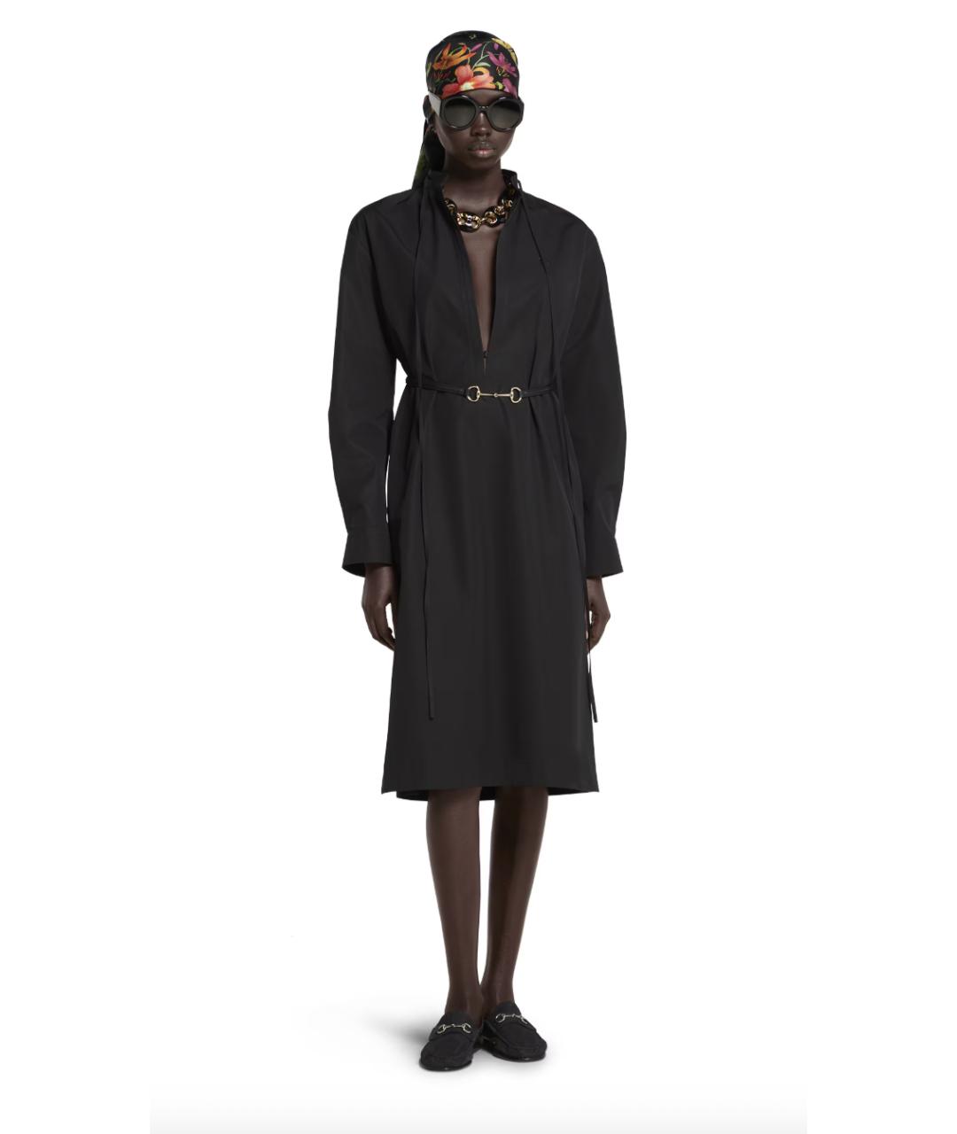 GUCCI Черное хлопковое повседневное платье, фото 2