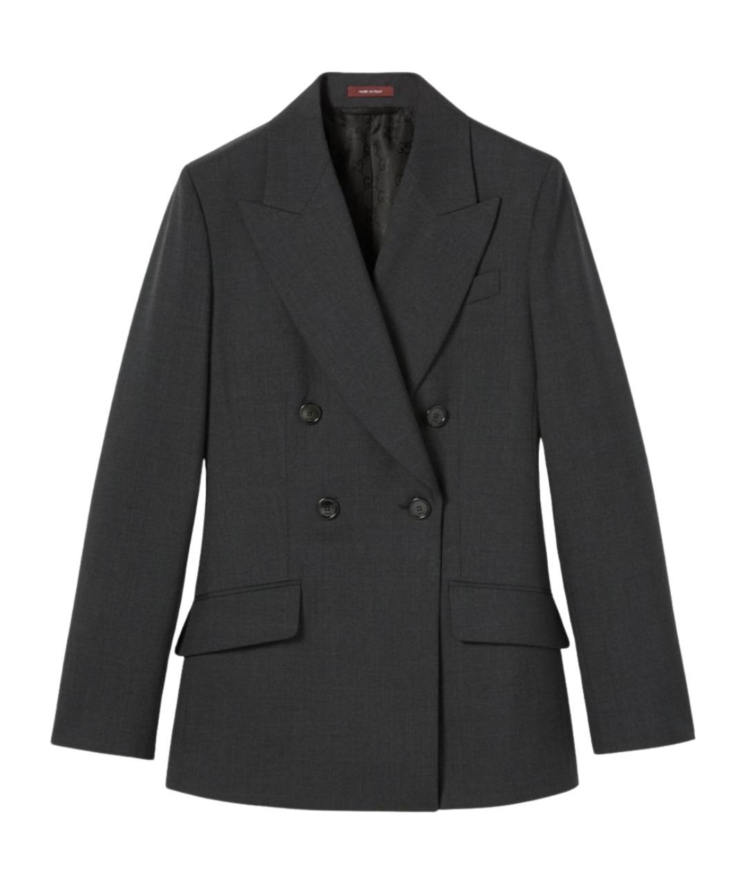 GUCCI Антрацитовый шерстяной жакет/пиджак, фото 1