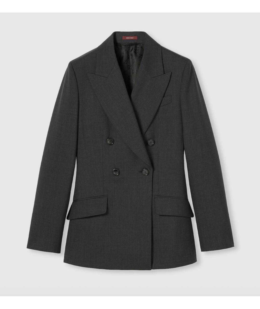 GUCCI Антрацитовый шерстяной жакет/пиджак, фото 4