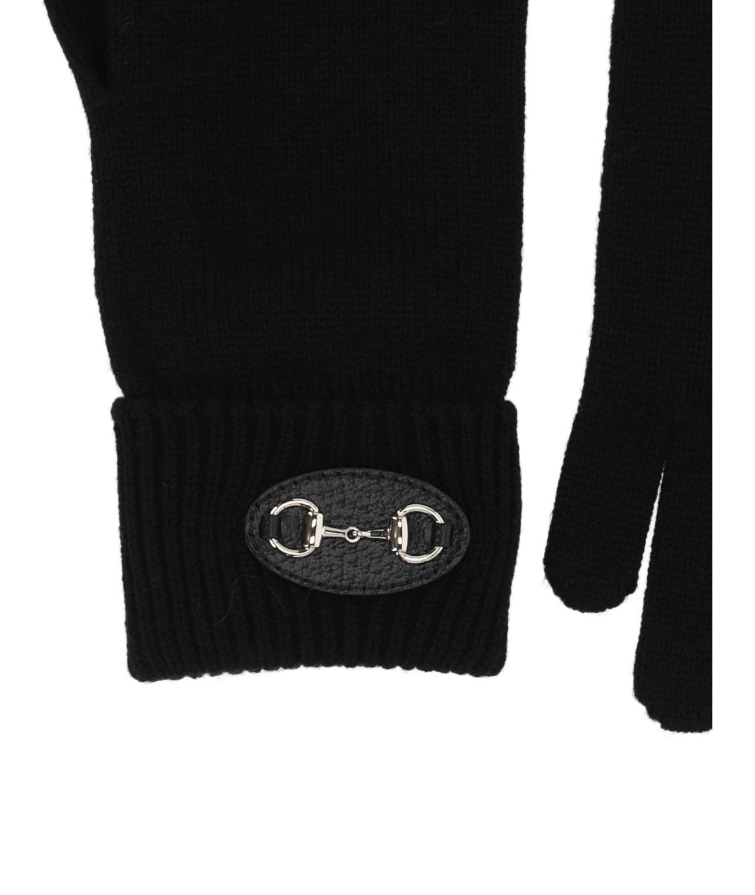 GUCCI Черные шерстяные перчатки, фото 2