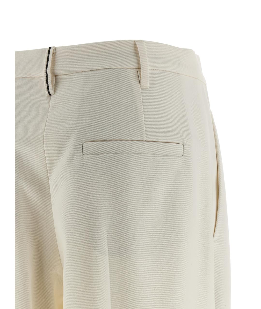 BRUNELLO CUCINELLI Белые хлопковые прямые брюки, фото 4