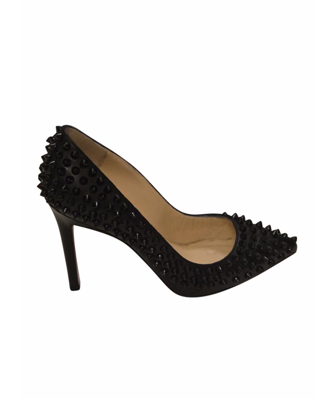 CHRISTIAN LOUBOUTIN Черные кожаные туфли, фото 1