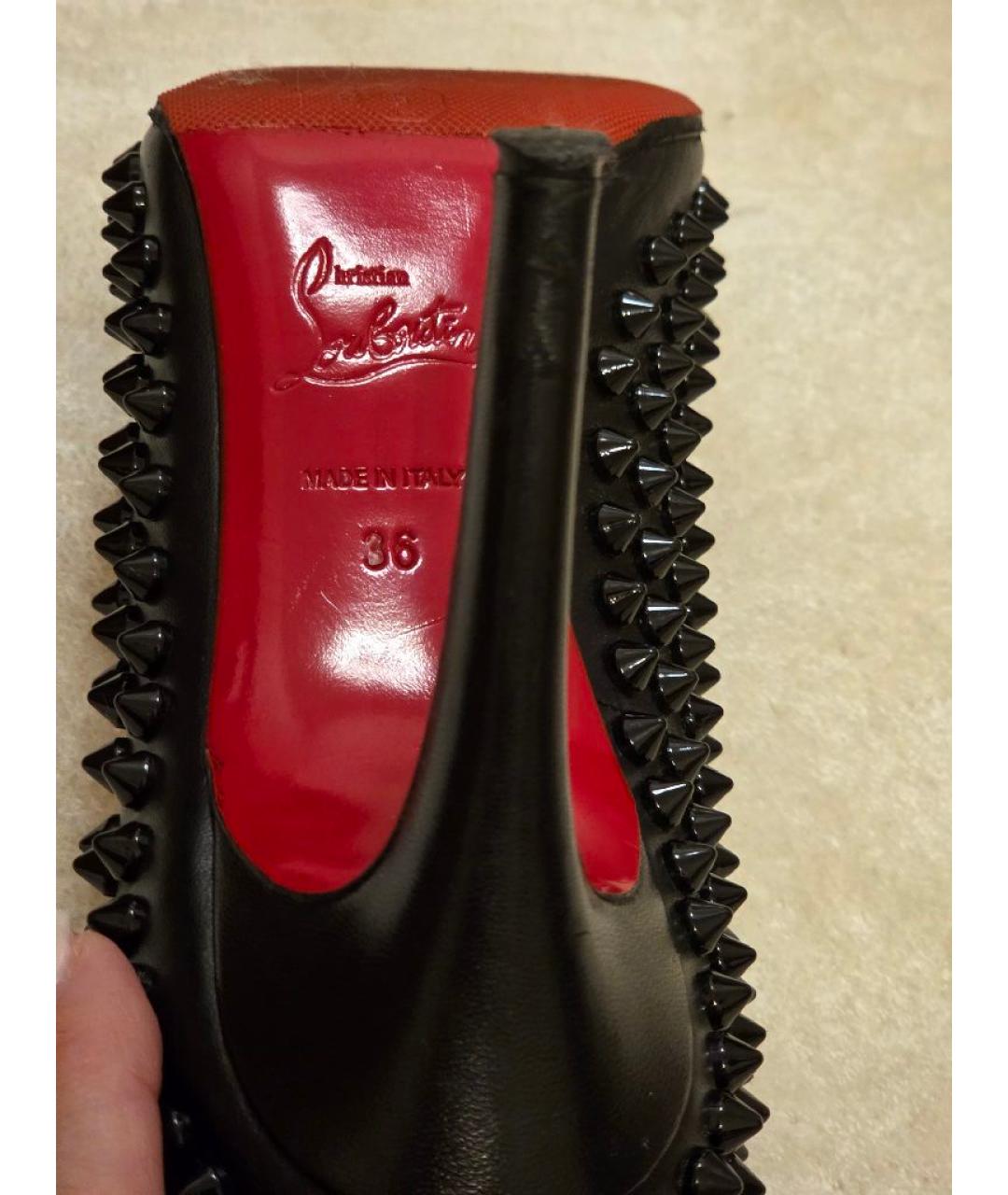CHRISTIAN LOUBOUTIN Черные кожаные туфли, фото 4