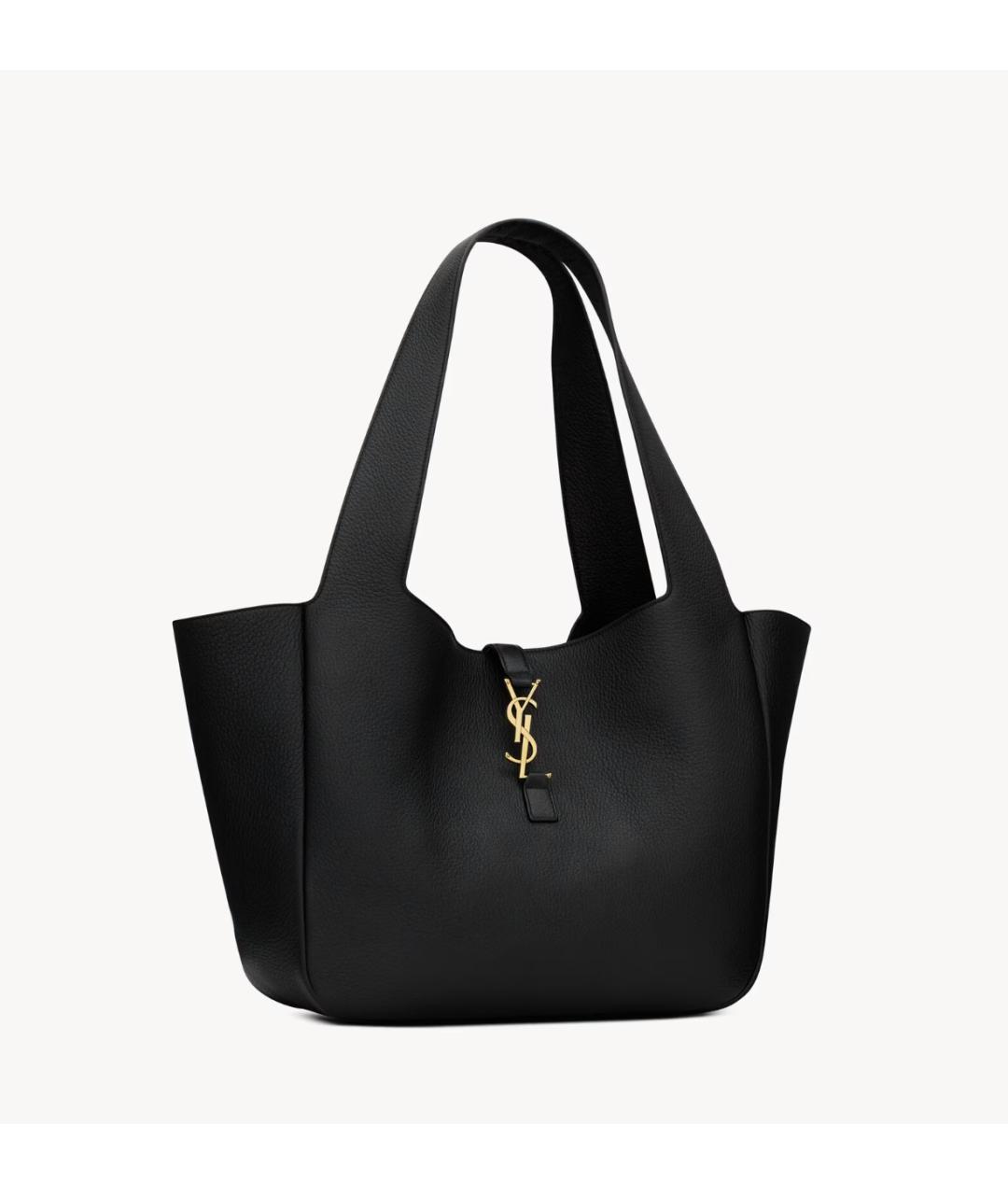 SAINT LAURENT Черная кожаная сумка тоут, фото 5