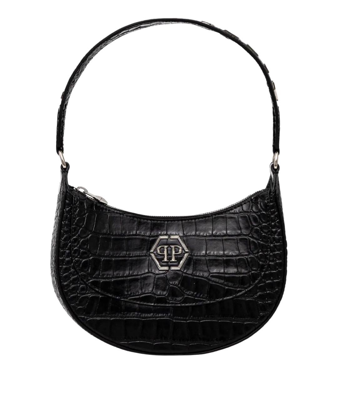 PHILIPP PLEIN Черная кожаная сумка с короткими ручками, фото 1