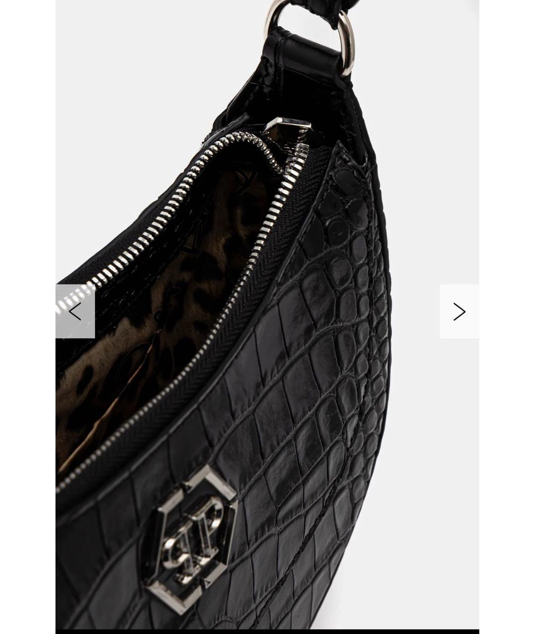 PHILIPP PLEIN Черная кожаная сумка с короткими ручками, фото 3