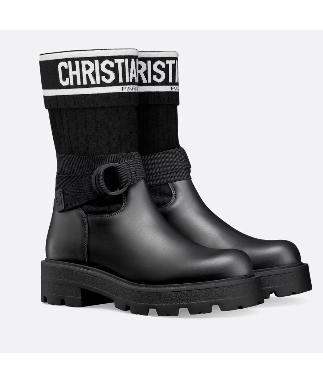 CHRISTIAN DIOR Черные кожаные ботинки, фото 4
