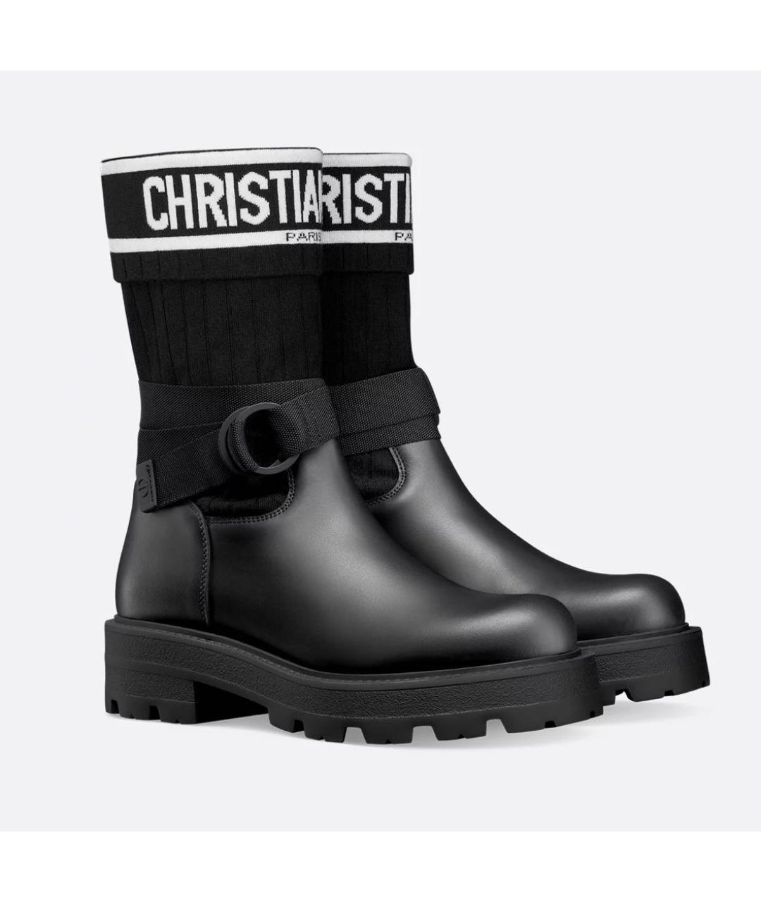 CHRISTIAN DIOR Черные кожаные ботинки, фото 3