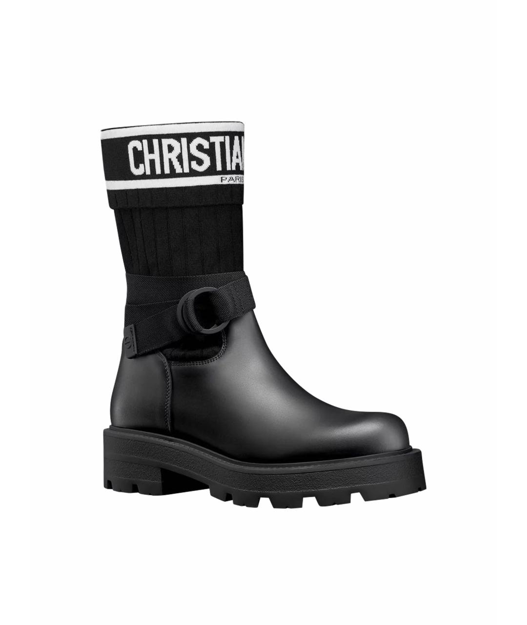 CHRISTIAN DIOR Черные кожаные ботинки, фото 1