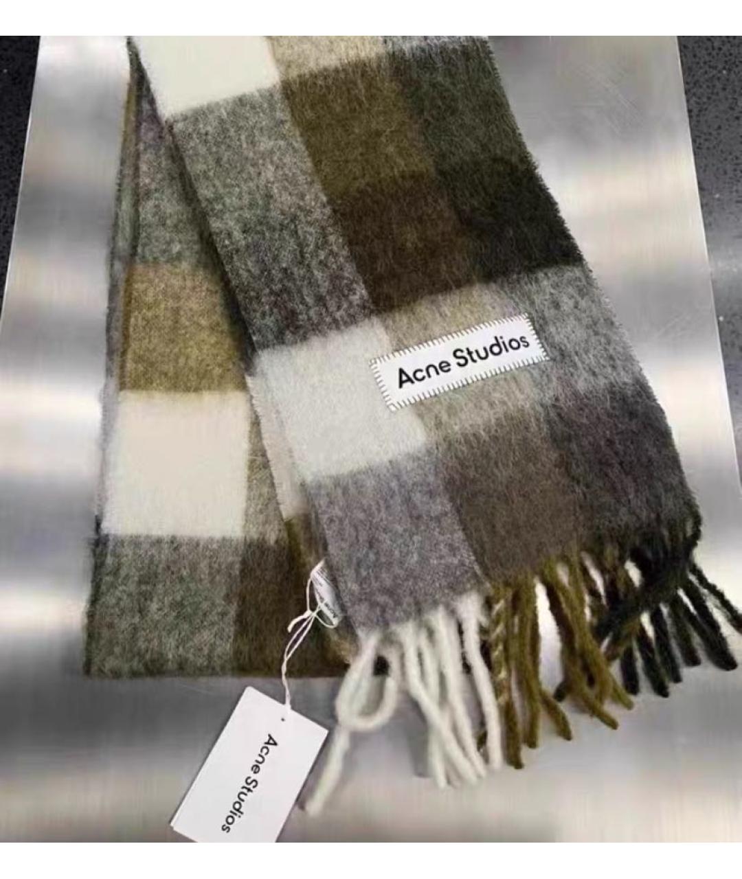 ACNE STUDIOS Зеленый шерстяной шарф, фото 2
