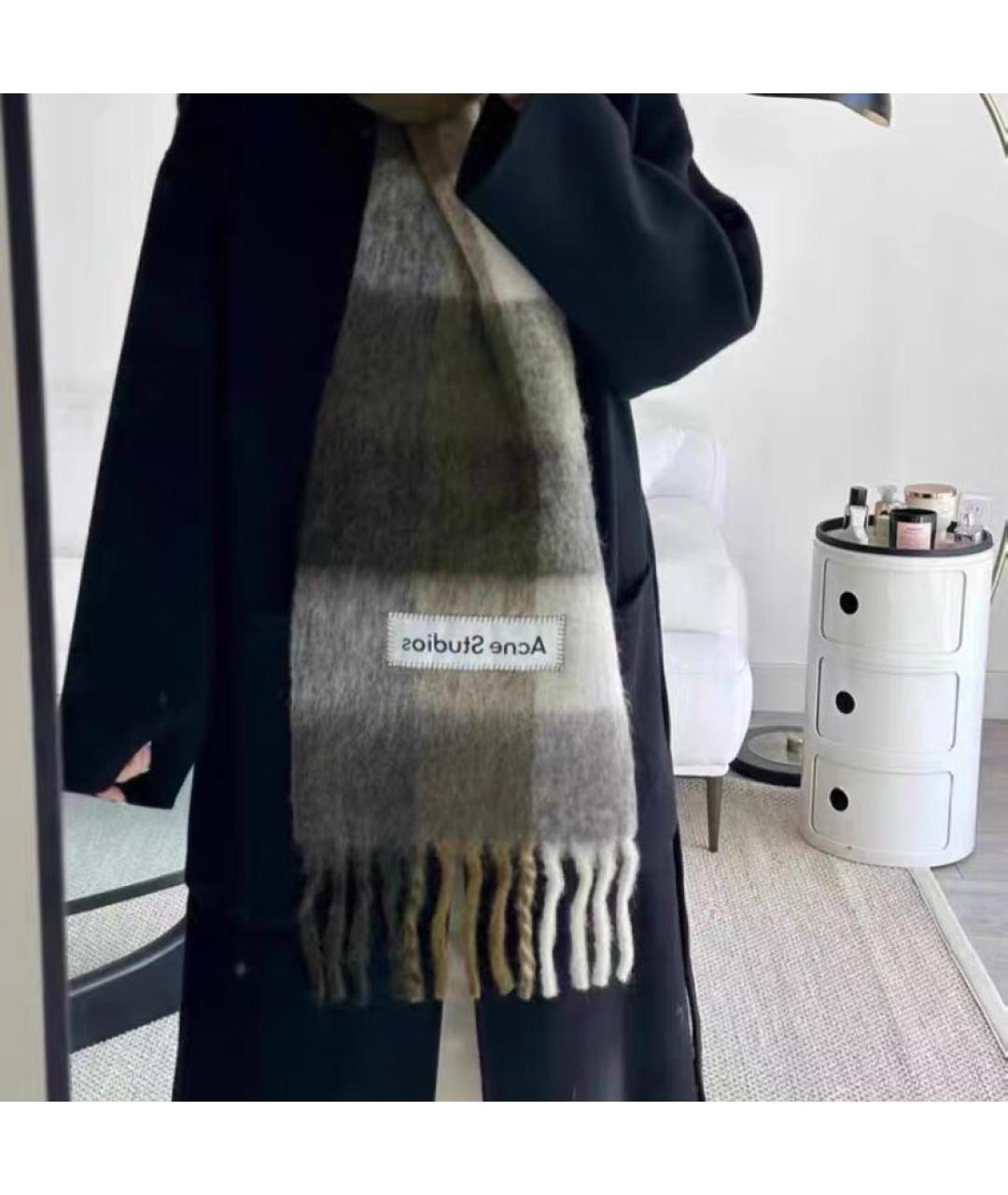 ACNE STUDIOS Зеленый шерстяной шарф, фото 3
