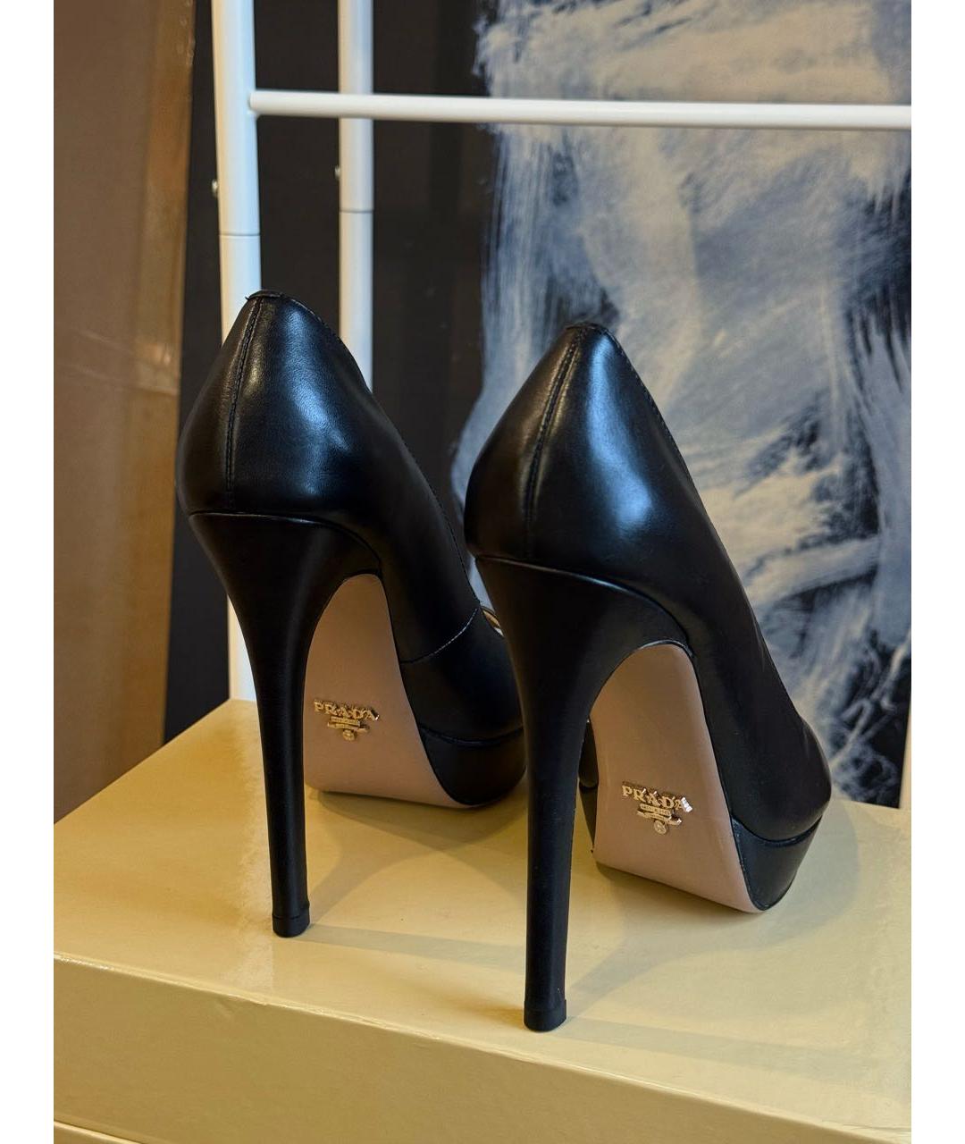 PRADA Черные кожаные туфли, фото 4