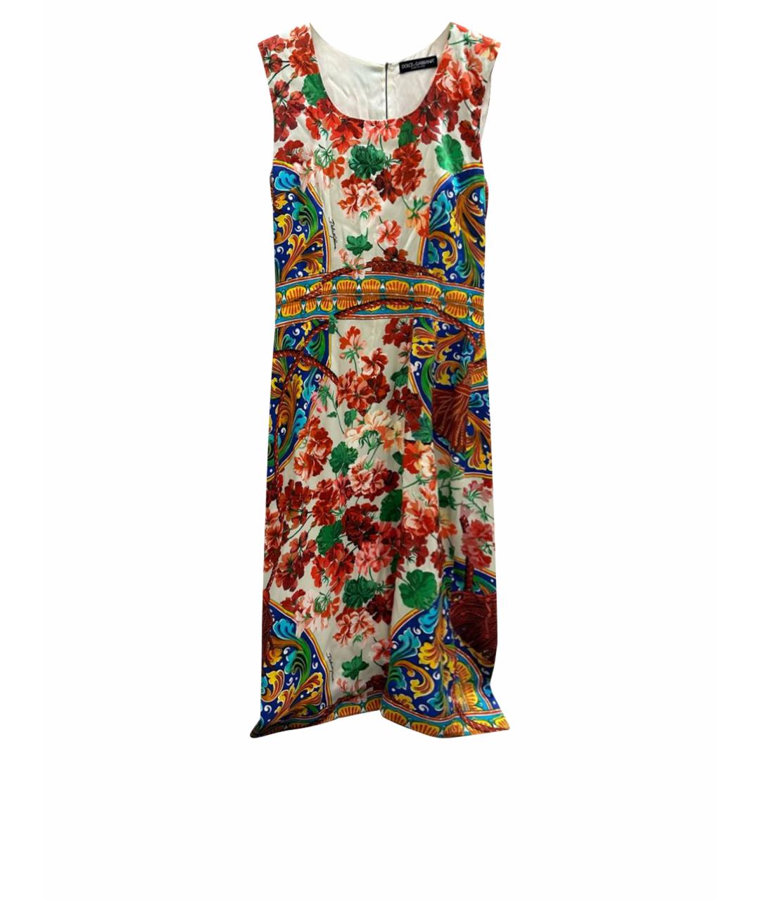 DOLCE&GABBANA Мульти шелковое коктейльное платье, фото 1