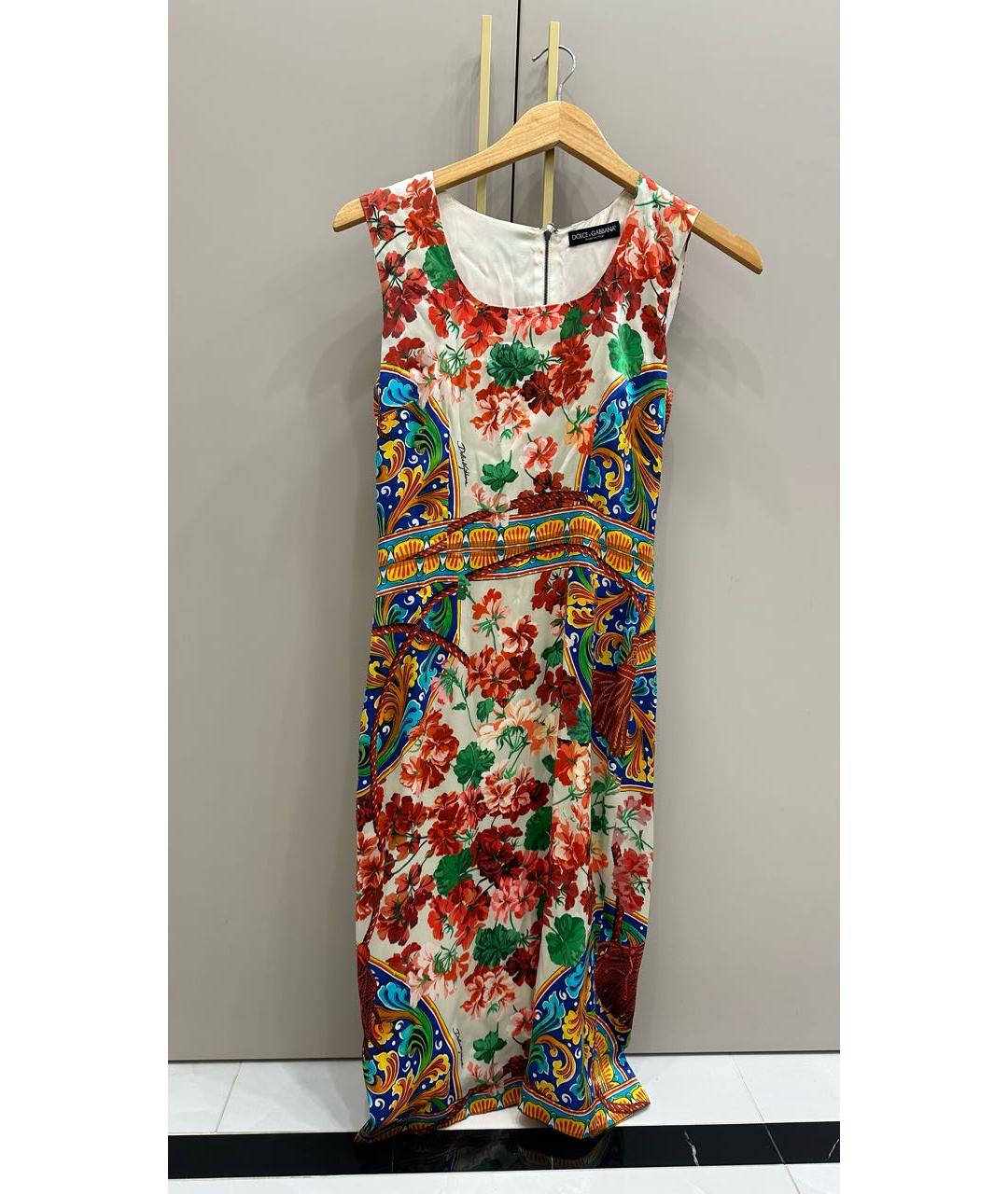 DOLCE&GABBANA Мульти шелковое коктейльное платье, фото 5