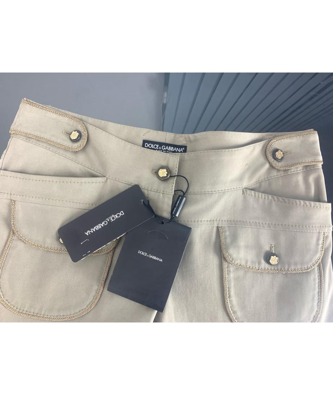 DOLCE&GABBANA Бежевые хлопко-эластановые капри, фото 3