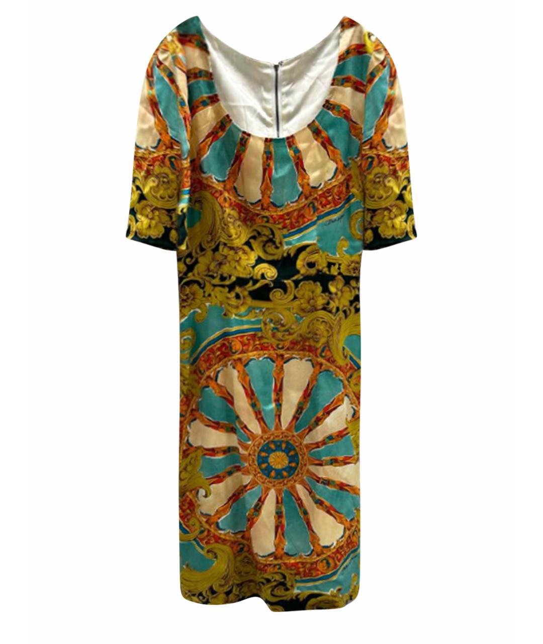 DOLCE&GABBANA Мульти шелковое коктейльное платье, фото 1
