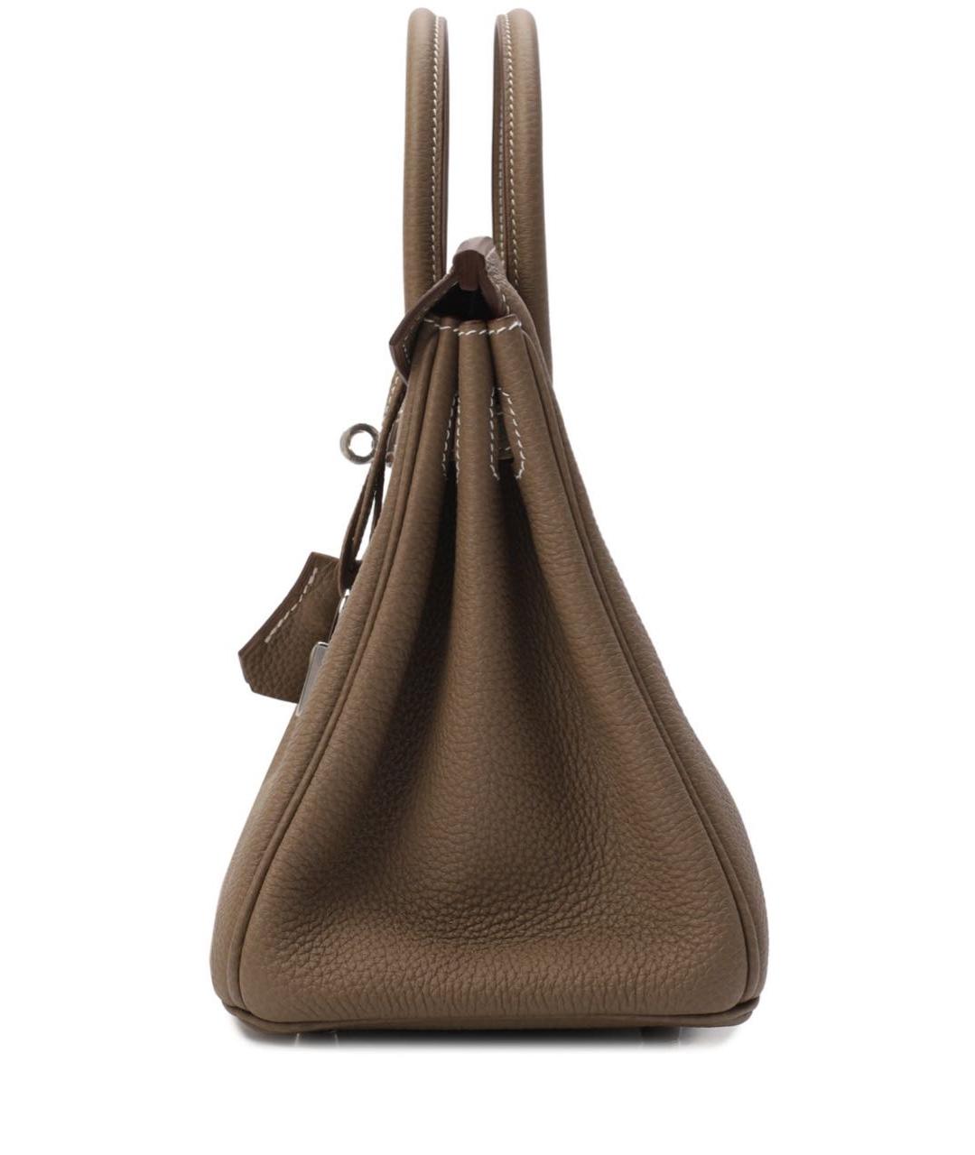 HERMES Бежевая кожаная сумка с короткими ручками, фото 3