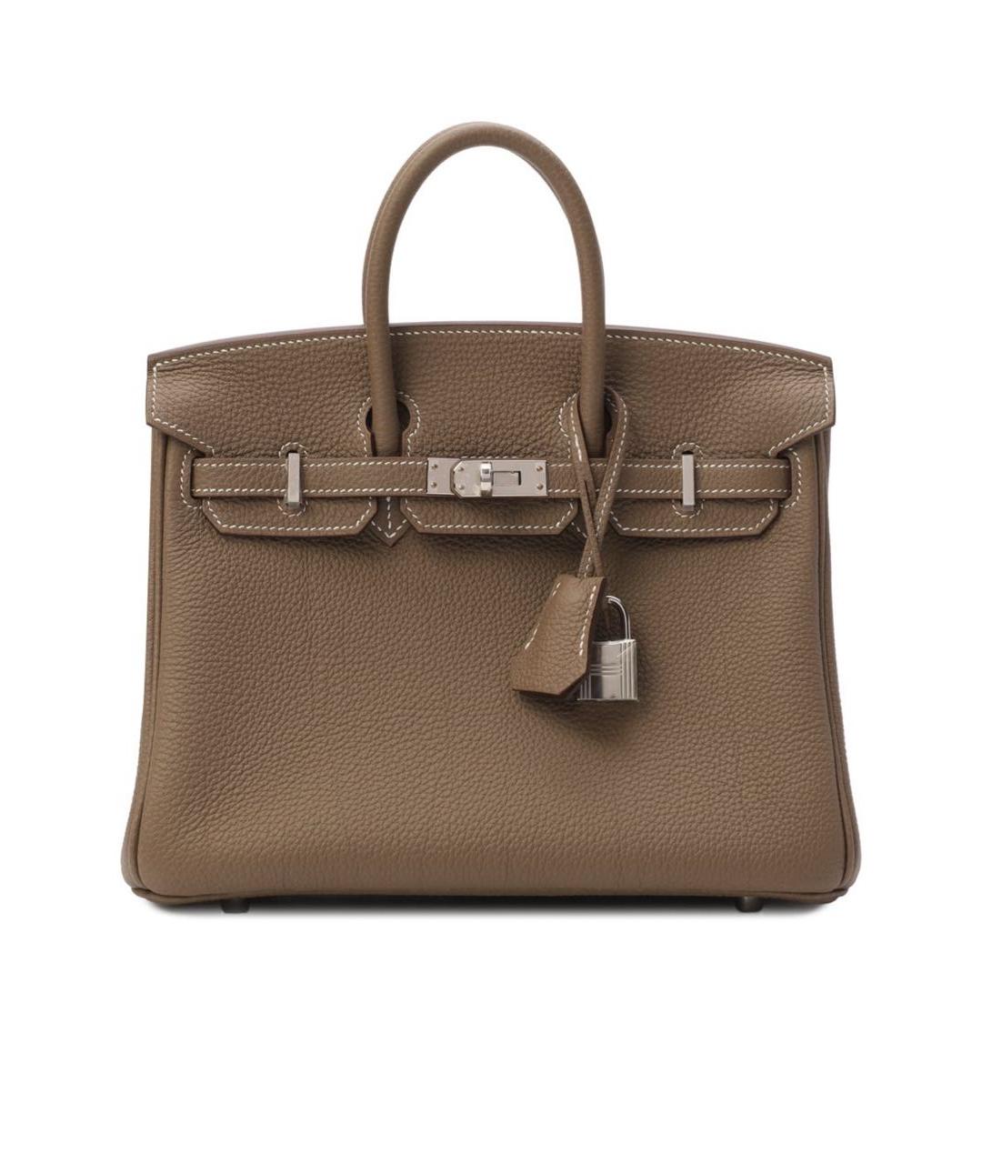 HERMES Бежевая кожаная сумка с короткими ручками, фото 1