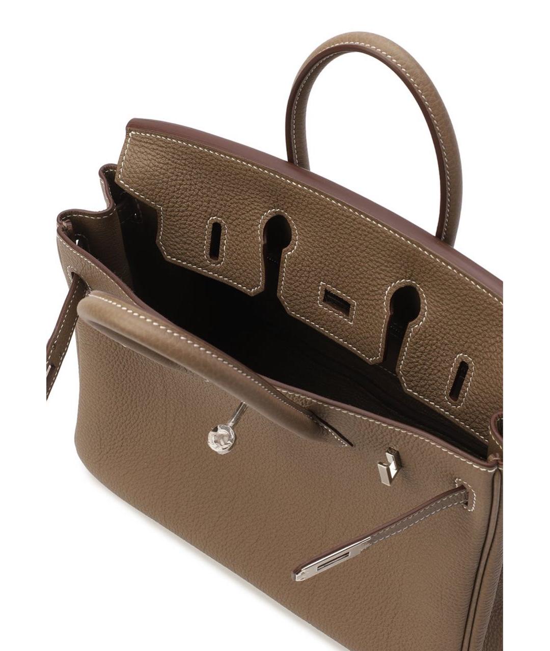 HERMES Бежевая кожаная сумка с короткими ручками, фото 6